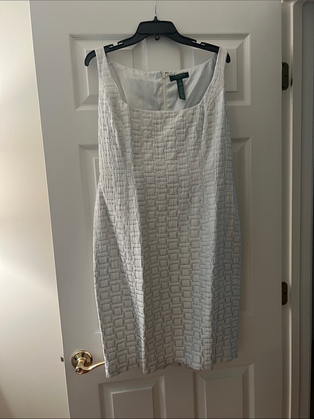 Ralph Lauren White Textured Sleeveless Sheath Dress